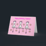 Cute Cartoon Girls Triplets Pink Birthday Card<br><div class="desc">Cute cartoon featuring three little girls dancing surrounded by flowers.  Message reads 'Happy Birthday Triplets' Easily personalise this card by editing the template text.  Thanks for viewing my cartoons.</div>
