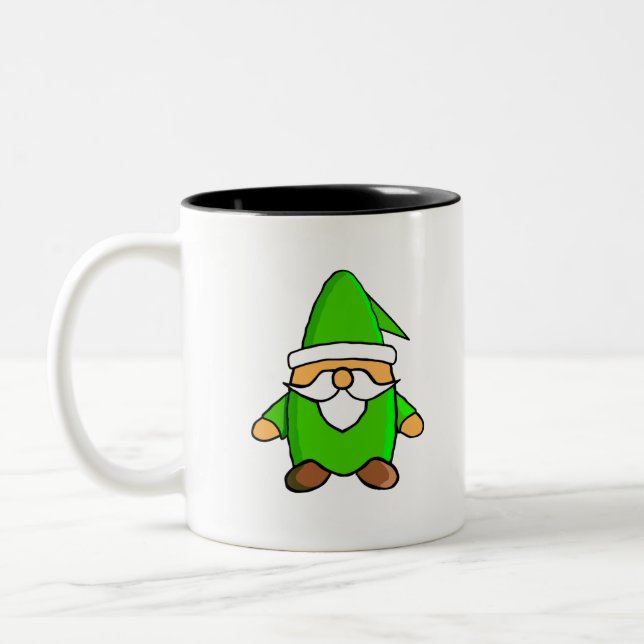 Cute Cartoon Gnome Two-Tone Coffee Mug (Left)