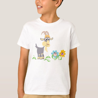 Cute Cartoon Goat and Flowers Children T-Shirt