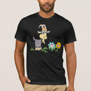 Cute Cartoon Goat and Flowers T-Shirt