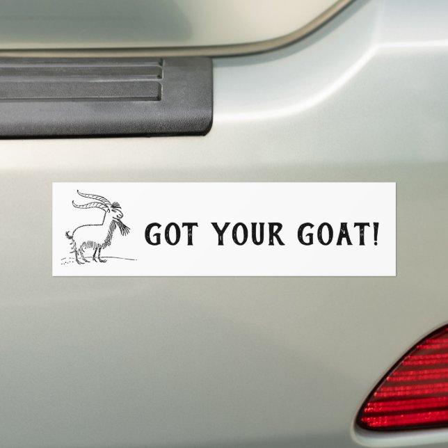 Cute Cartoon Goat, Black and White Farm Animal Bumper Sticker (On Car)