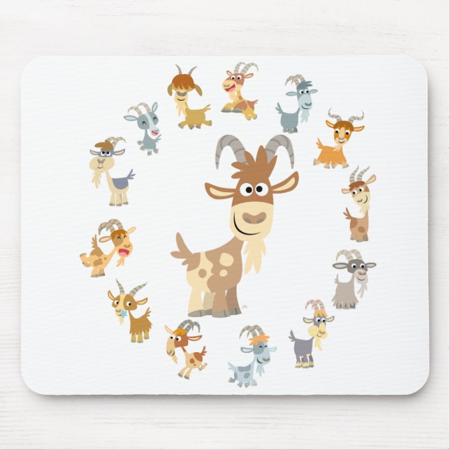 Cute Cartoon Goat Mandala Mousepad (Front)