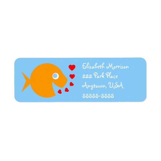 Cute Cartoon Goldfish on Blue Background Return (Front)