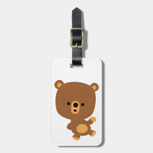 Cute Cartoon 'Good Vibe' Bear Luggage Tag (Front Vertical)
