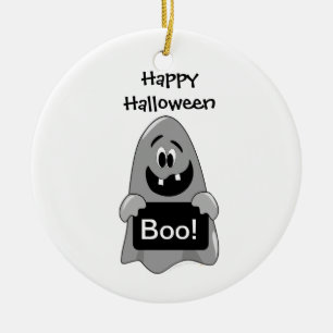Cute Cartoon Goofy Ghost Halloween Design Ceramic Tree Decoration