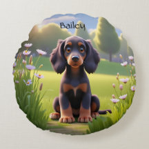 Cute Cartoon Gordon Setter Puppy