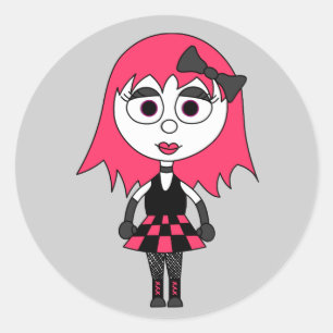 Cute Cartoon Goth Girl Stickers