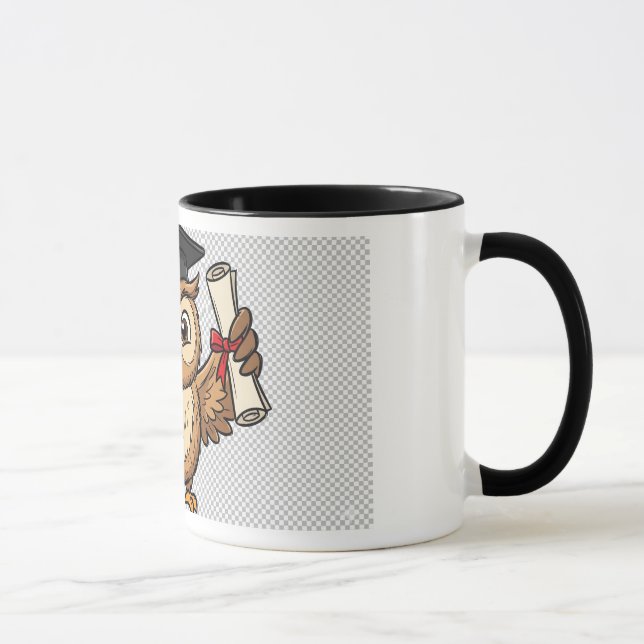 Cute Cartoon Graduation Owl Template Sticker Mug (Right)
