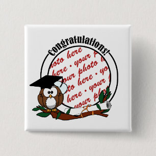Cute Cartoon Graduation Owl With Cap & Diploma 15 Cm Square Badge
