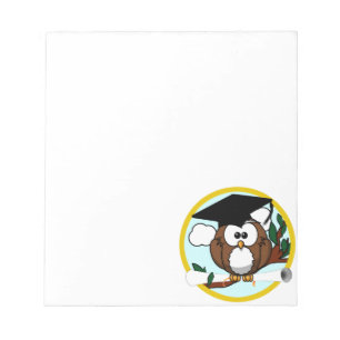 Cute Cartoon Graduation Owl With Cap & Diploma Notepad