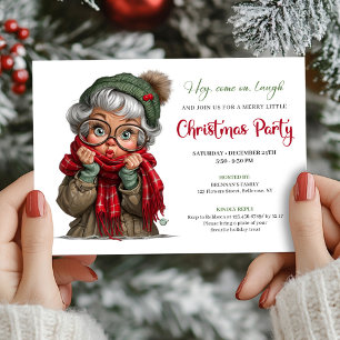 Cute Cartoon Granny Whimsical Holiday Invitation