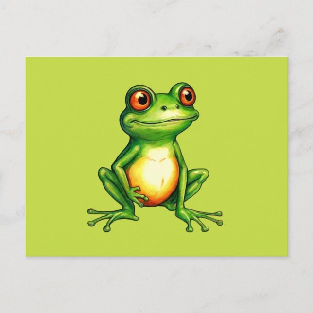 Cute Cartoon Green Frog Postcard (Front)