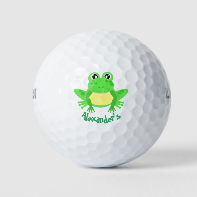 Cute Cartoon Green Kawaii Frog  Golf Balls (Front)