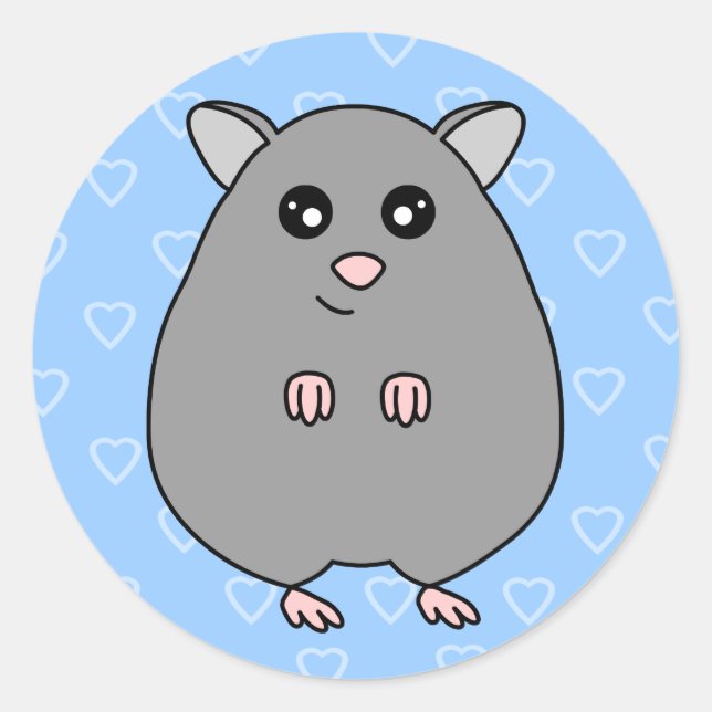 Cute Cartoon Grey Hamster Stickers (Front)