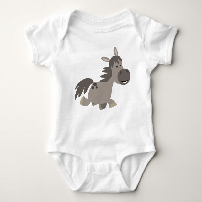 Cute Cartoon Grey Pony Baby Clothing Bodysuit (Front)