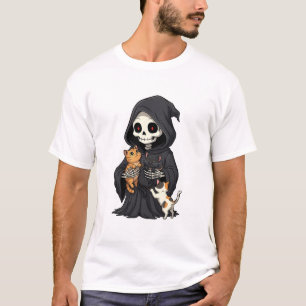 Cute Cartoon Grim Reaper Hugging T-Shirt