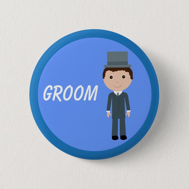 Cute Cartoon Groom 6 Cm Round Badge (Front)