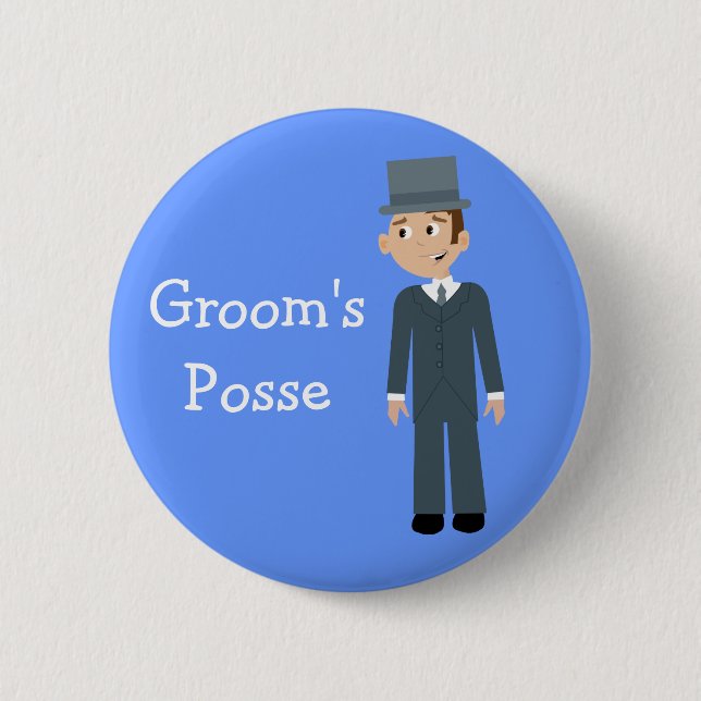 Cute Cartoon Groom's Posse Bachelor Party 6 Cm Round Badge (Front)