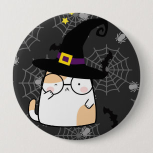 Cute Cartoon Halloween Cat with Glasses 10 Cm Round Badge