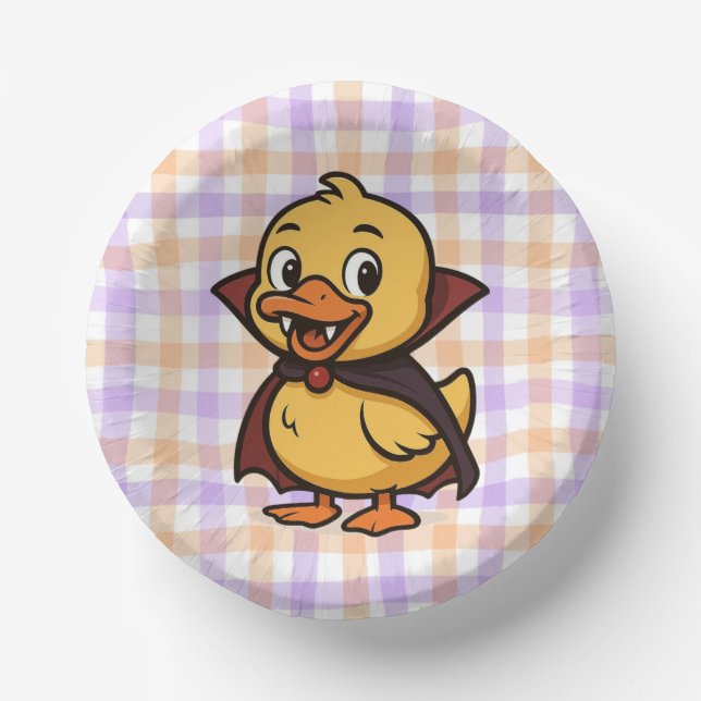 Cute cartoon Halloween duck vampire  Paper Plate (Front)