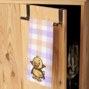Cute cartoon Halloween duck vampire Tea Towel