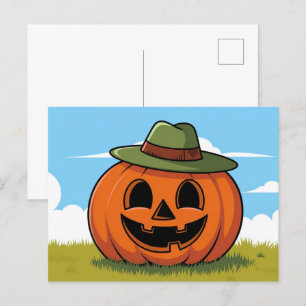 Cute cartoon Halloween jack o-lantern Holiday Postcard