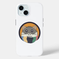 Cute cartoon hamster with a multicolored scarf