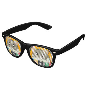 Cute cartoon hamster with a multicolored scarf retro sunglasses