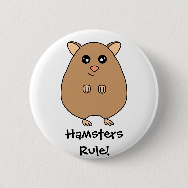 Cute Cartoon Hamsters Rule Button (Front)
