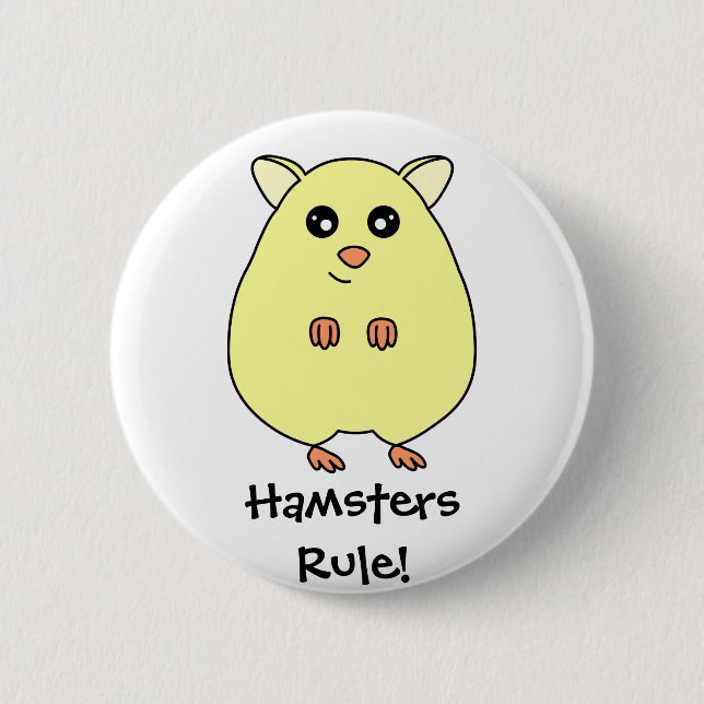 Cute Cartoon Hamsters Rule Button (Front)