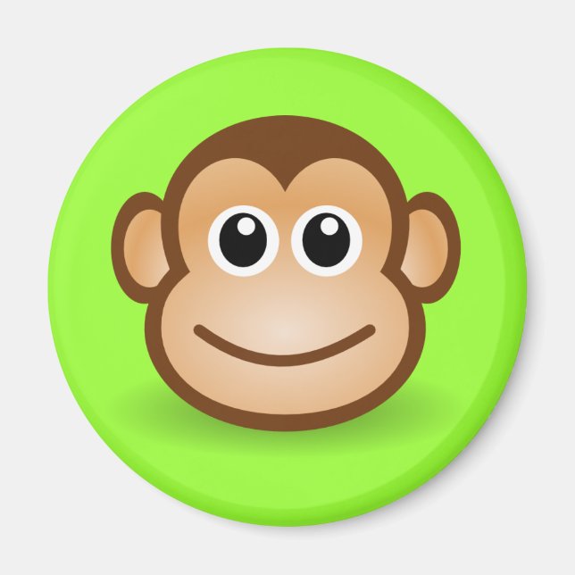 Cute Cartoon Happy Monkey Face Magnet (Front)