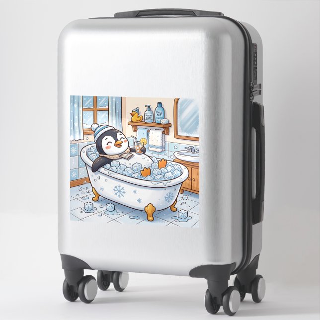 Cute Cartoon Happy Penguin Taking a Bath (Suitcase)