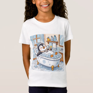 Cute Cartoon Happy Penguin Taking a Bath T-Shirt
