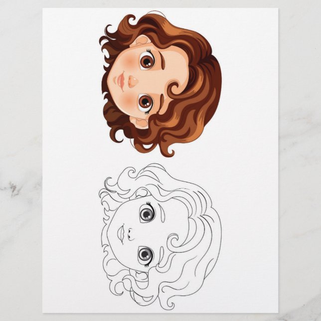 Cute cartoon head colouring page (Front)