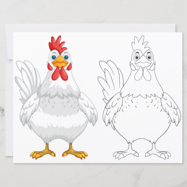 Cute cartoon hen colouring page (Front)