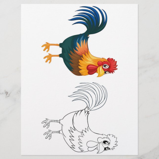 Cute Cartoon hen colouring page (Front)