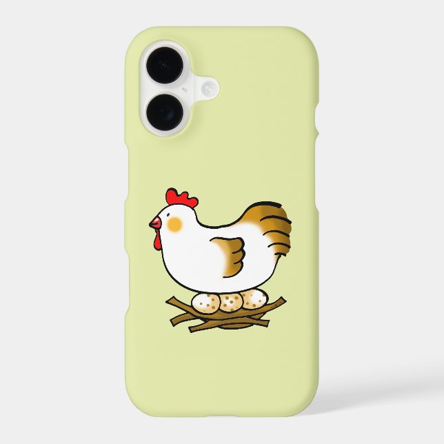 Cute Cartoon Hen on Nest with Farm Eggs (Back)