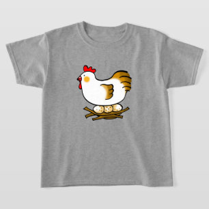 Cute Cartoon Hen on Nest with Farm Eggs T-Shirt