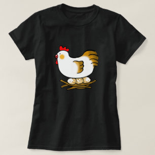 Cute Cartoon Hen on Nest with Farm Eggs T-Shirt