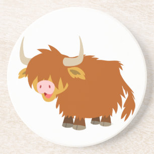 Cute Cartoon Highland Cow Coaster
