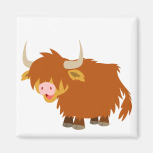 Cute Cartoon Highland Cow Magnet