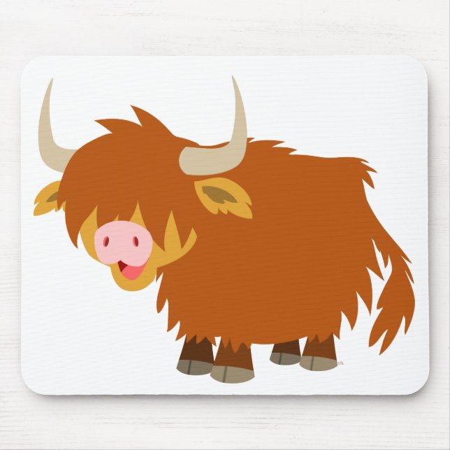 Cute Cartoon Highland Cow Mousepad (Front)
