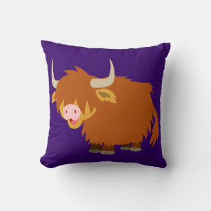 Cute Cartoon Highland Cow Pillow