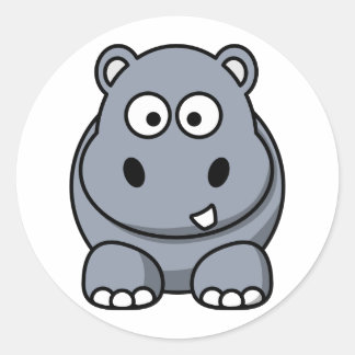 Cute Cartoon Hippo Classic Round Sticker