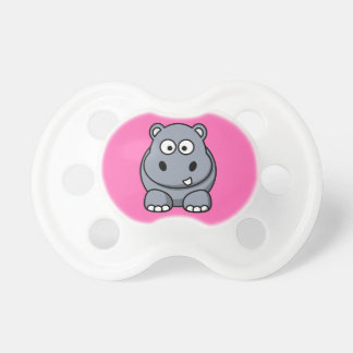 Cute Cartoon Hippo Hot Pink Pacifier