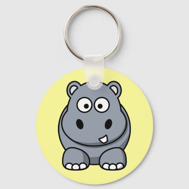 Cute Cartoon Hippo Key Ring (Front)