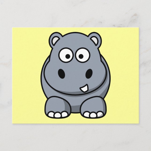Cute Cartoon Hippo Postcard (Front)