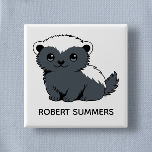 Cute Cartoon Honey Badger Custom Name 15 Cm Square Badge