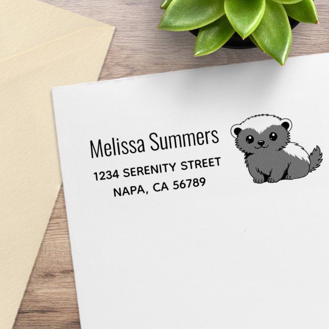 Cute Cartoon Honey Badger Return Address Rubber Stamp (Creator Uploaded)