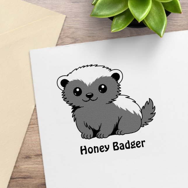 Cute Cartoon Honey Badger Rubber Stamp (Creator Uploaded)